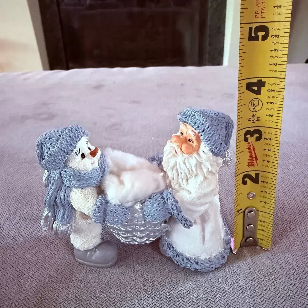 Vintage 1998 Encore Group Santa Snowman Candle Holder Basket Christmas Decor